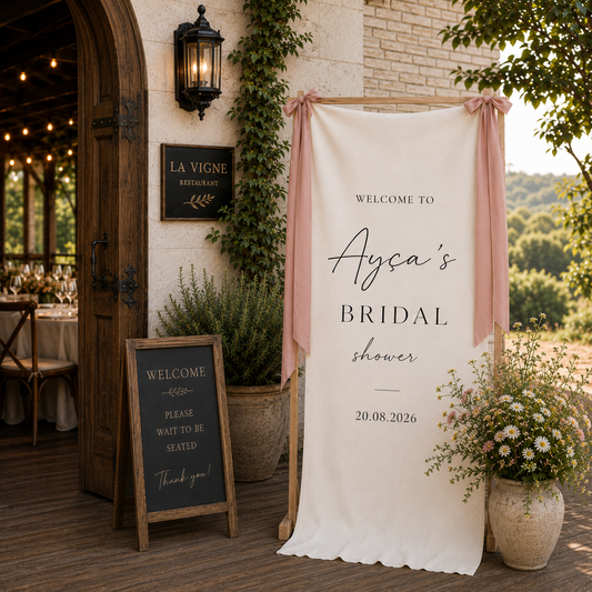 Kişiye Özel Keten Bridal Shower Karşılama Panosu